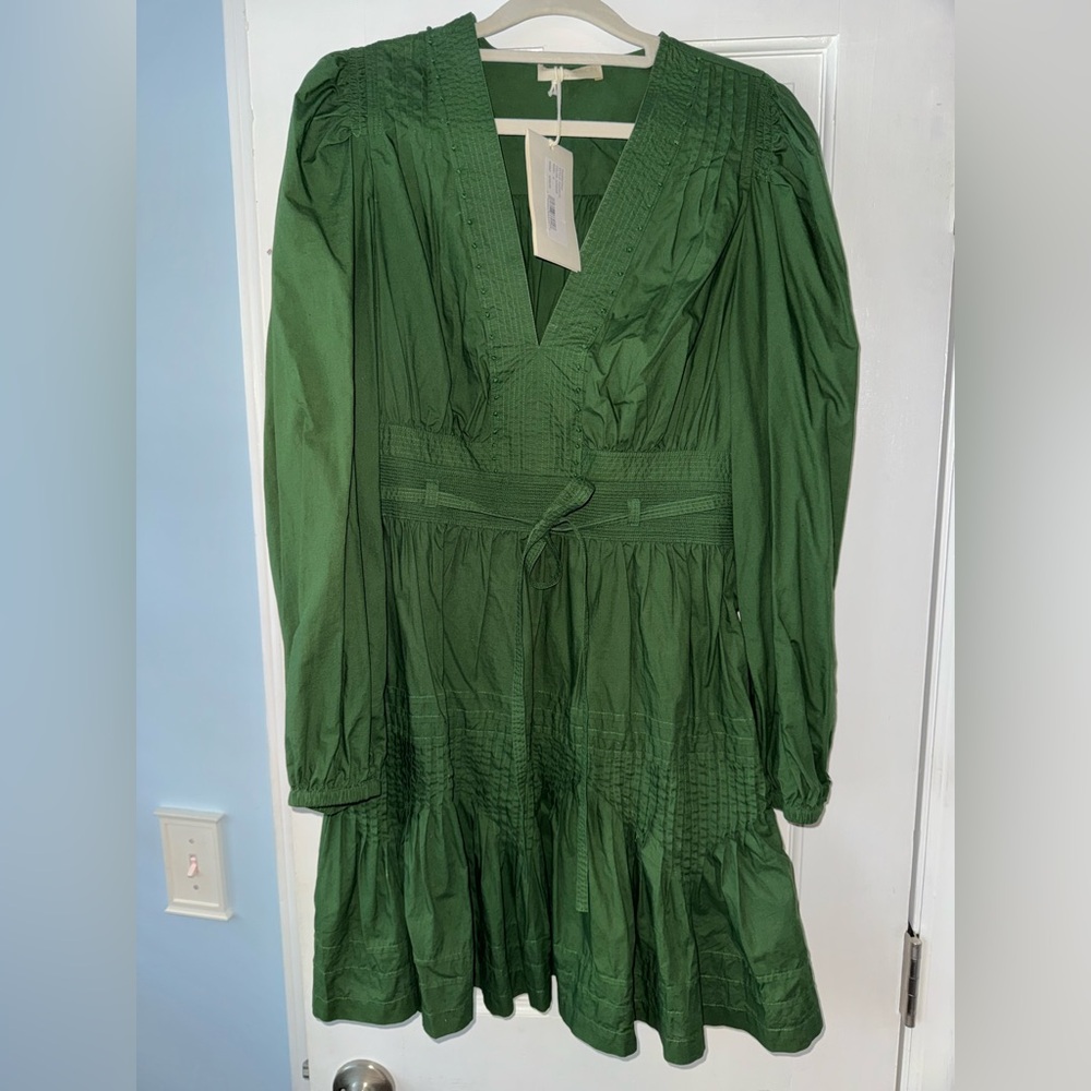 Ulla Johnson Green V-Neck Dress